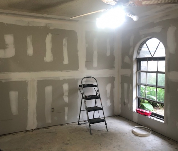 living room drywall repair